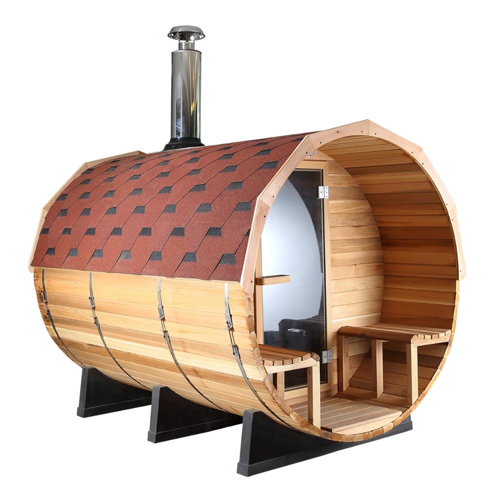 Canadian Legacy Red Cedar Barrel Sauna - 6' x 6' model for 4-6 people