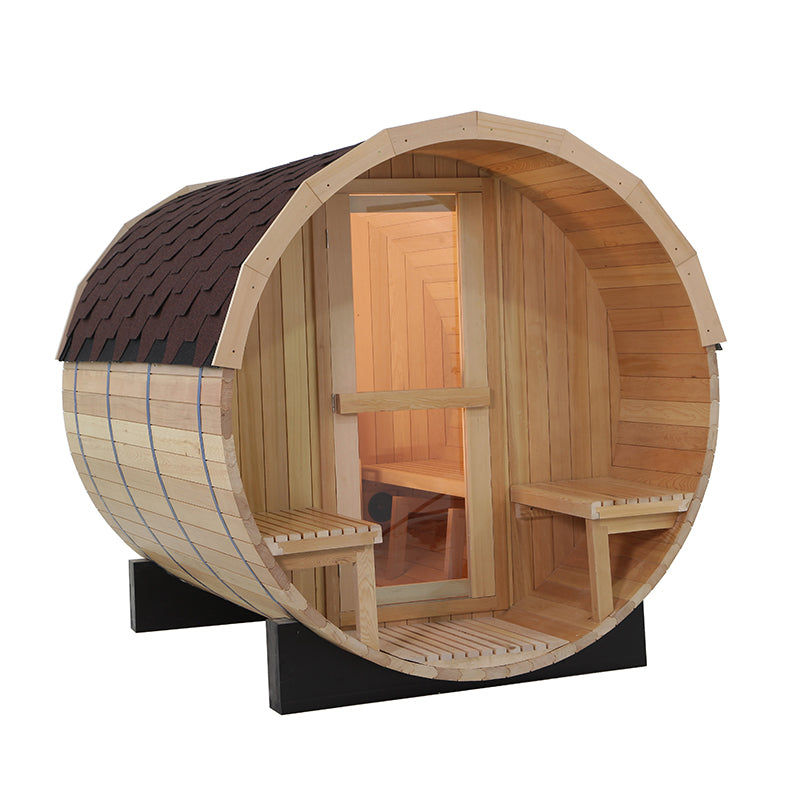 Canadian Legacy Red Cedar Barrel Sauna - 6' x 6' model for 4-6 people