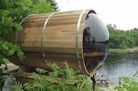 Panoramic Canadian Legacy Red Cedar Barrel Sauna - 8' model for 6-8 People